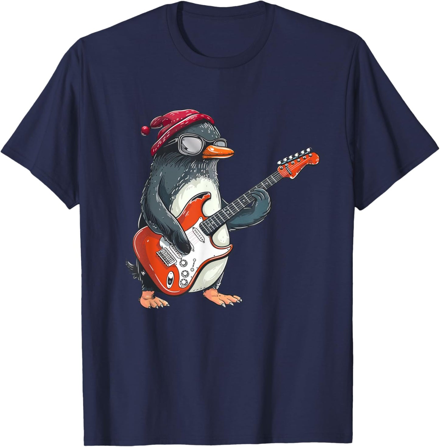 Awesome Guitar Penguin Costume for Boys and Girls T-Shirt - T-Shirt | Navy