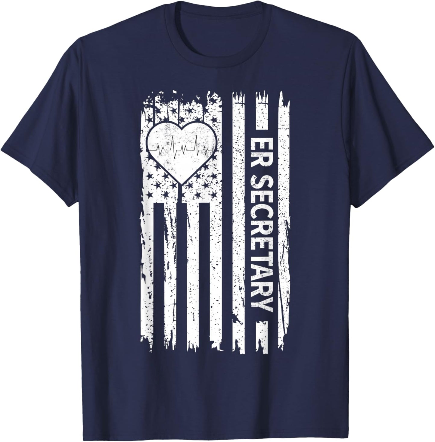 USA Flag Emergency Department ER Secretary T-Shirt - T-Shirt | Navy