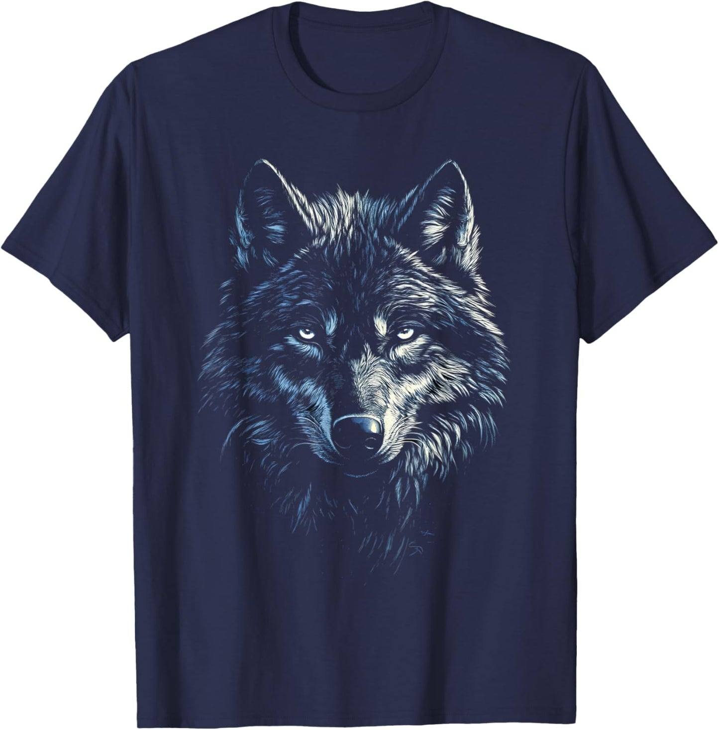 Timber Wolf Face Portrait Distressed Graphic Art Lover Gifts T-Shirt - T-Shirt | Navy