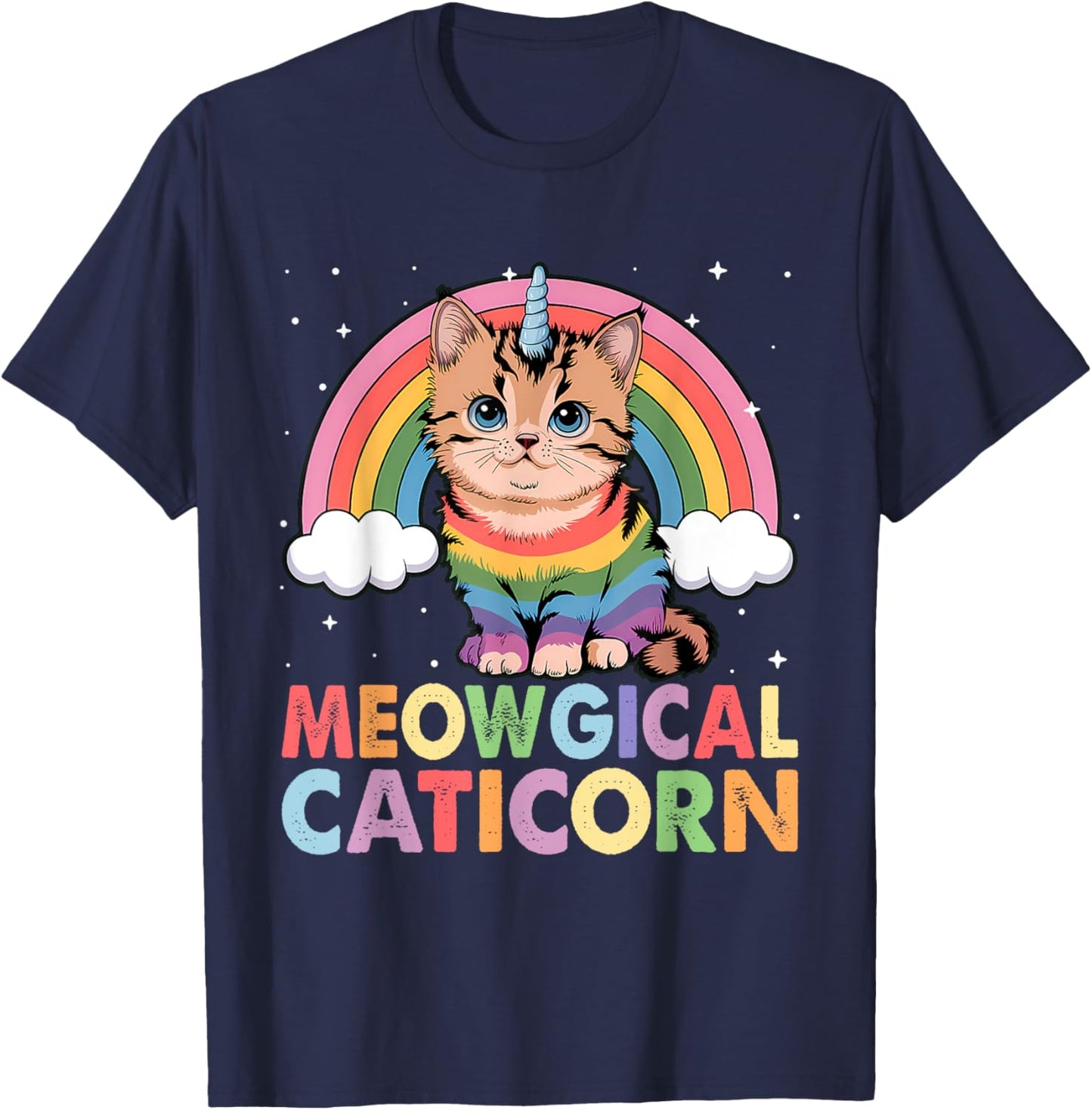 Meowgical Caticorn Cat Unicorn Girls Women Kittycorn T-Shirt - T-Shirt | Navy