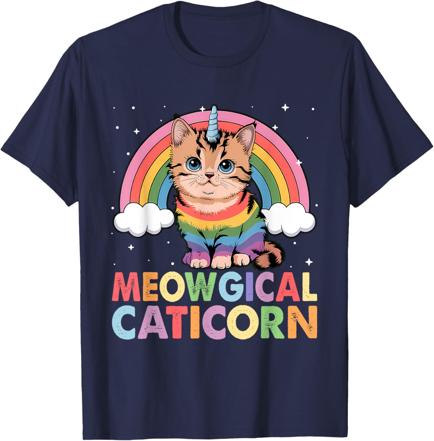 Meowgical Caticorn Cat Unicorn Girls Women Kittycorn T-Shirt - T-Shirt | Navy