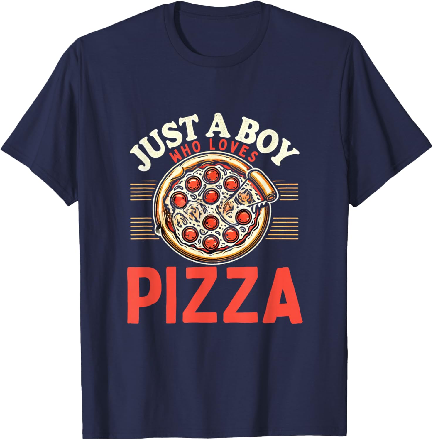 Funny Pizza Lover Foodie Pizza Boys Pizza T-Shirt - T-Shirt | Navy