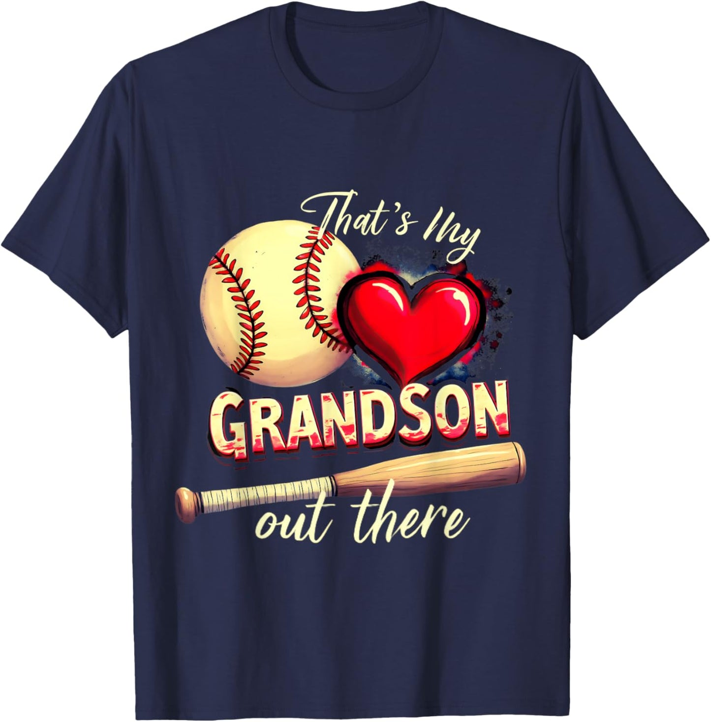 That's My Grandson Funny Women Baseball Grandma Mother's Day T-Shirt - T-Shirt | Navy