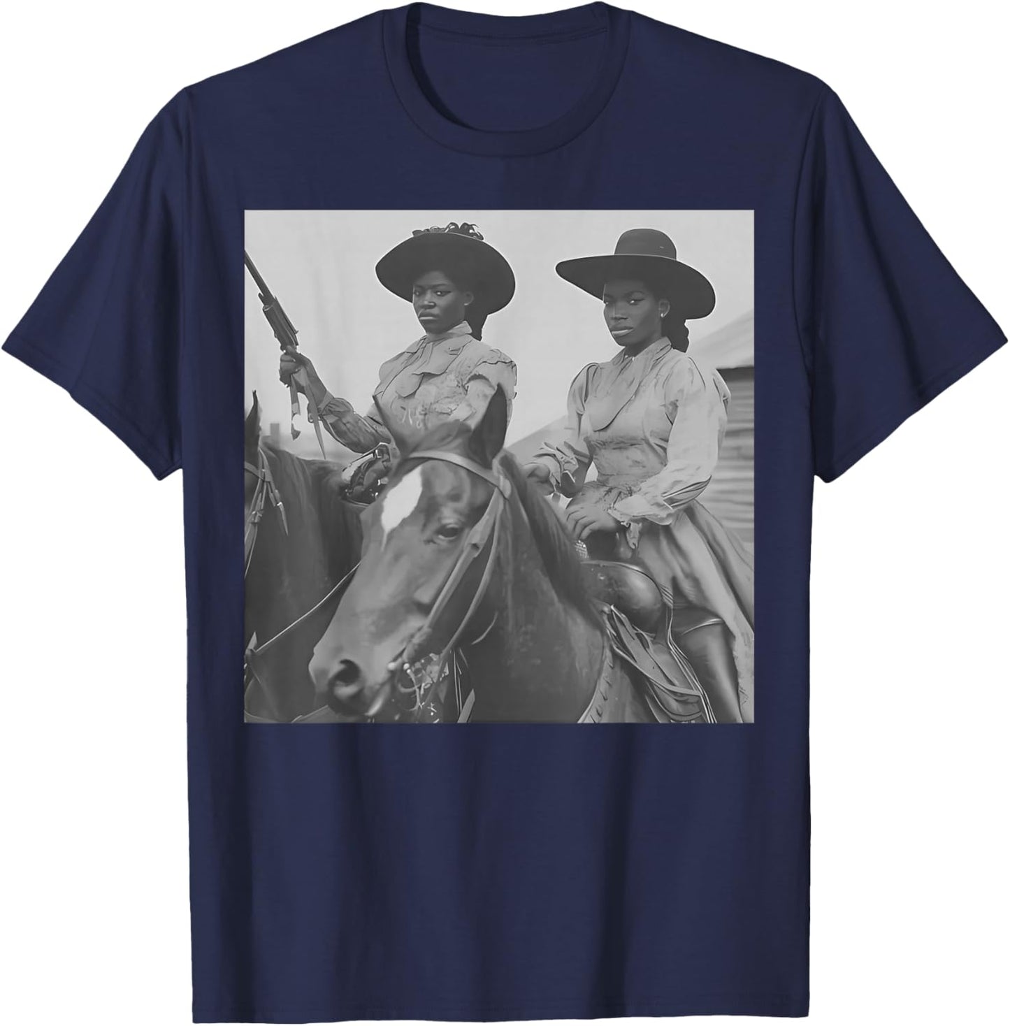 Black African American Cowgirl Western Country Texas Rodeo T-Shirt - T-Shirt | Navy