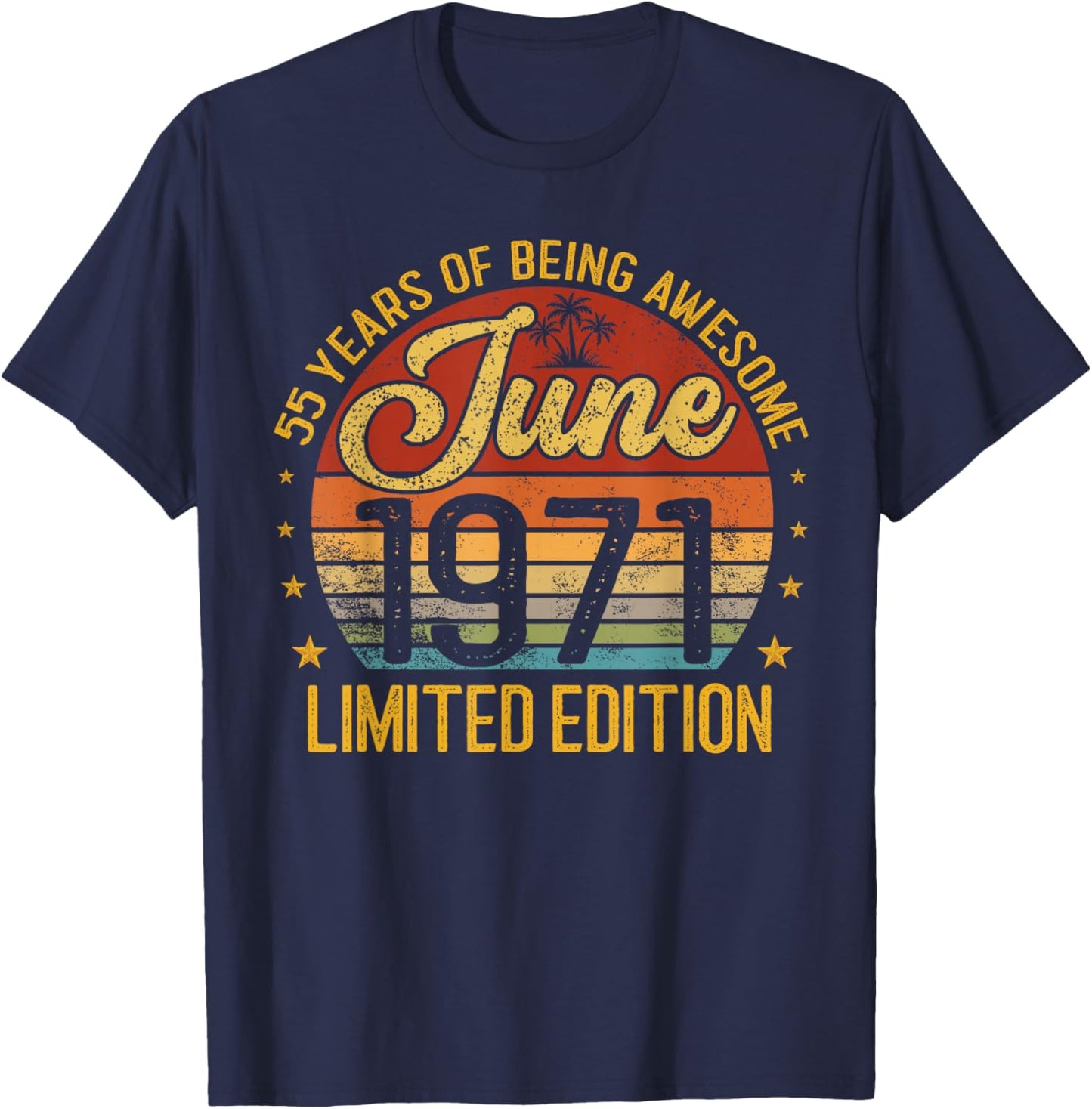 Retro June 1971 Limited Edition 55-Year-Old 55th Birthday T-Shirt - T-Shirt | Navy