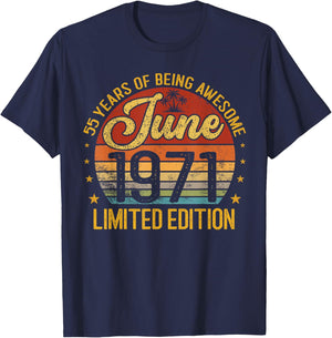 Retro June 1971 Limited Edition 55-Year-Old 55th Birthday T-Shirt - T-Shirt | Navy
