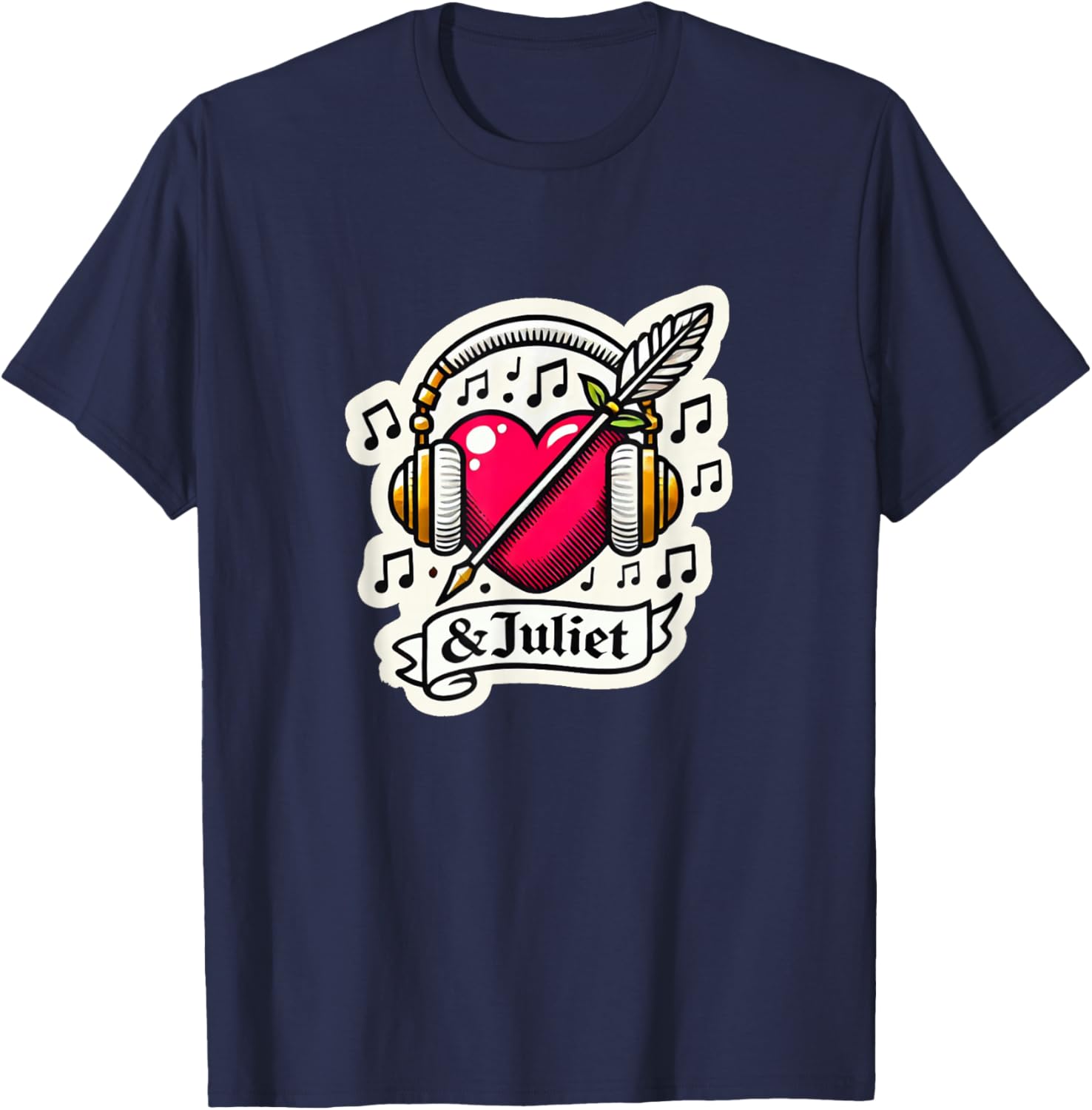 & Juliet Musical Theatre Heart Quill Musicals T-Shirt - T-Shirt | Navy
