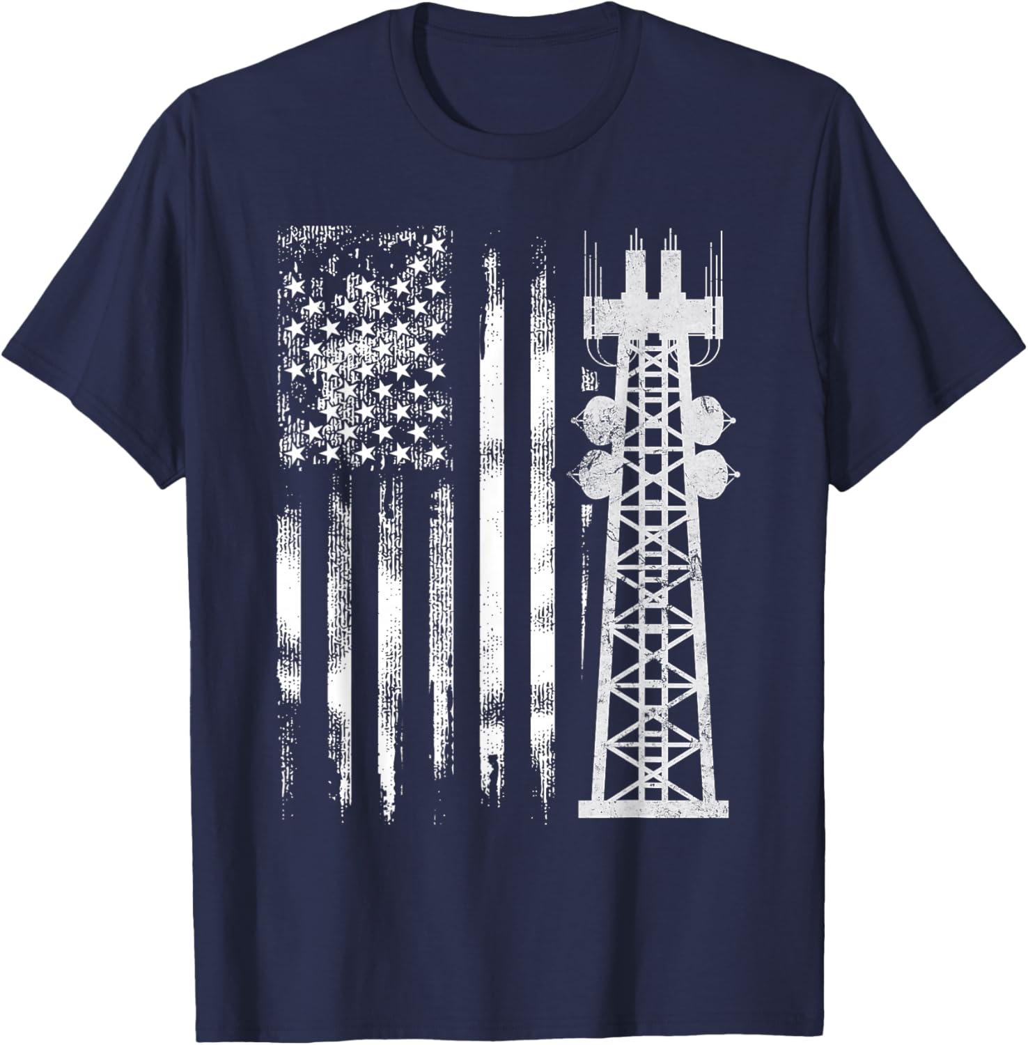 Patriotic Tower Climber Transmissionservie Climbing T-Shirt - T-Shirt | Navy