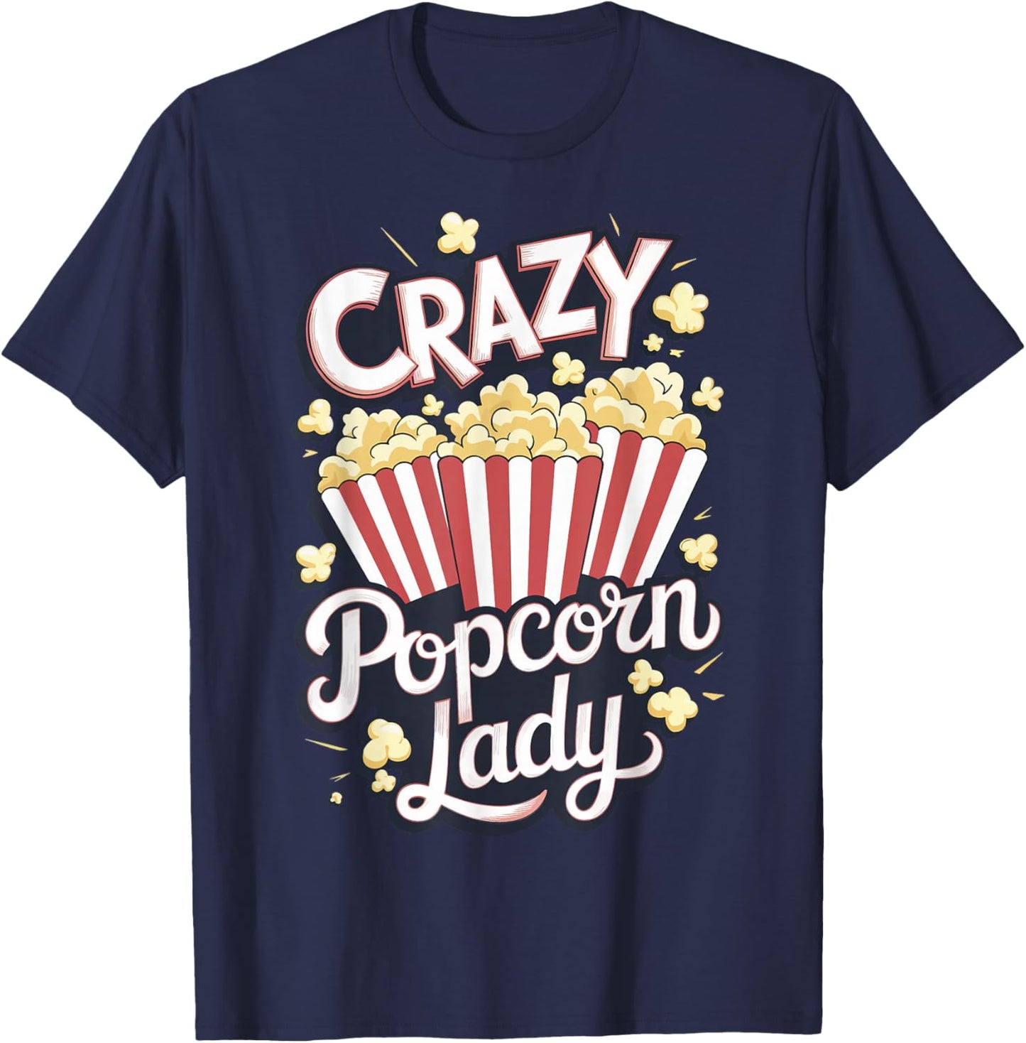 Crazy Popcorn Woman T-Shirt - T-Shirt | Navy
