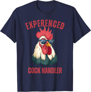 Experienced Cock Handler Funny Chicken Rooster Adult Meme T-Shirt - T-Shirt | Navy