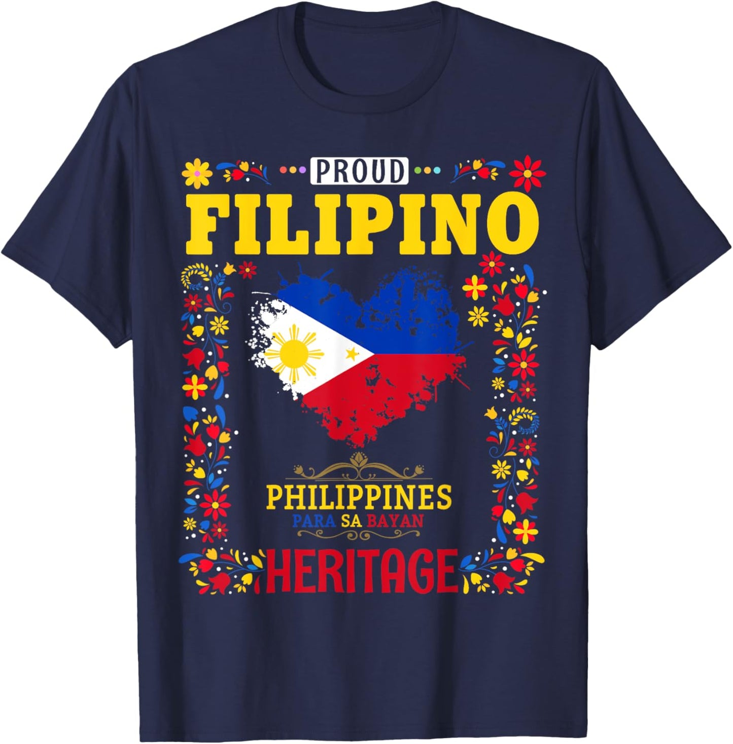 Filipino Heritage Flag Outfit Idea for Kids Philippines Flag T-Shirt - T-Shirt | Navy