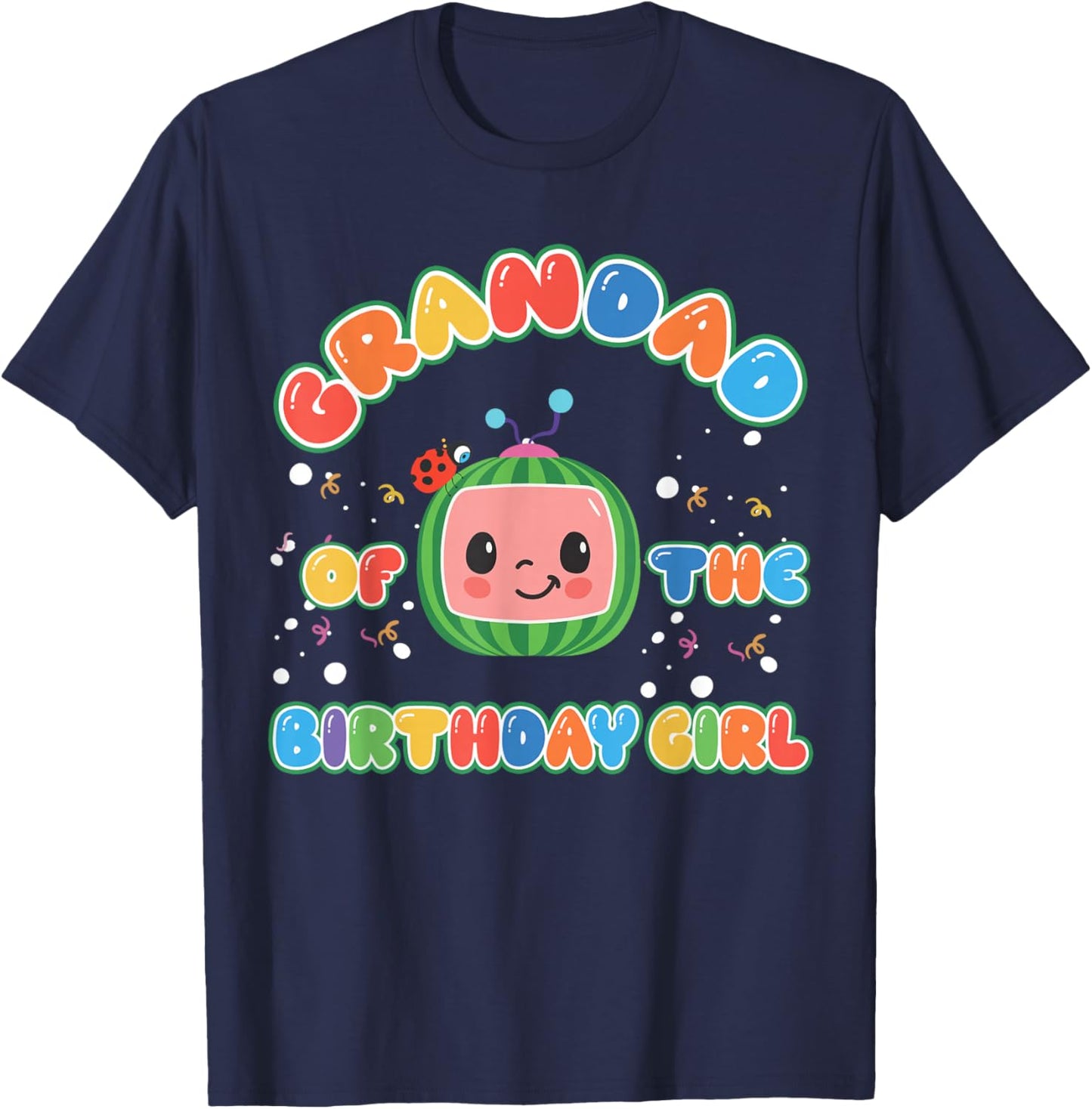 Grandad Of The Birthday Girl Melon Family Matching Funny T-Shirt - T-Shirt | Navy