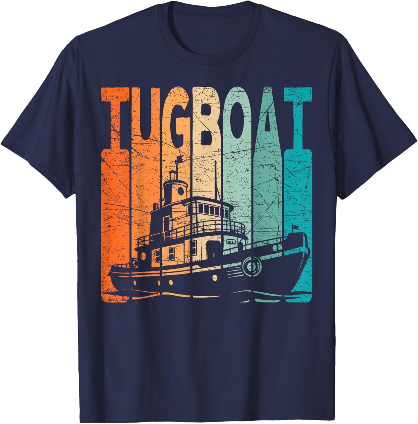 Tugboat Vintage Tugboat Captain Retro T-Shirt - T-Shirt | Navy