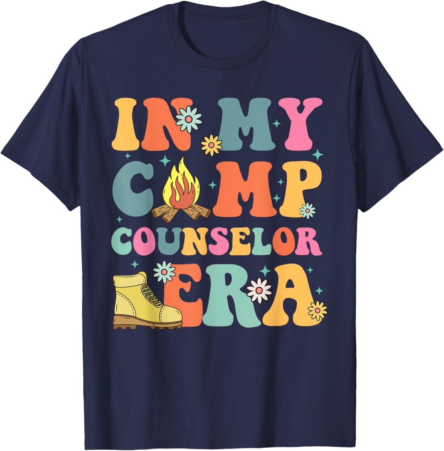In My Camp Counselor Era Retro Groovy Summer Camp Counselor T-Shirt - T-Shirt | Navy