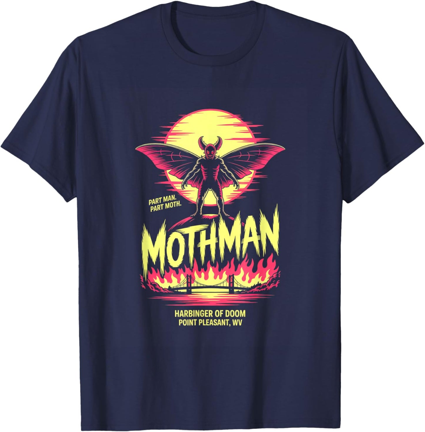 Part Man Part Moth Mothman Harbinger of Doom T-Shirt - T-Shirt | Navy