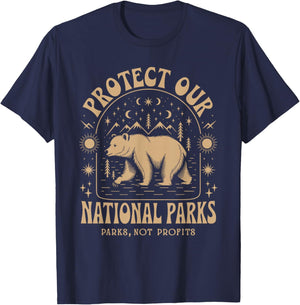 Protect Our National Parks Defund Doge Parks Not Profits T-Shirt - T-Shirt | Navy