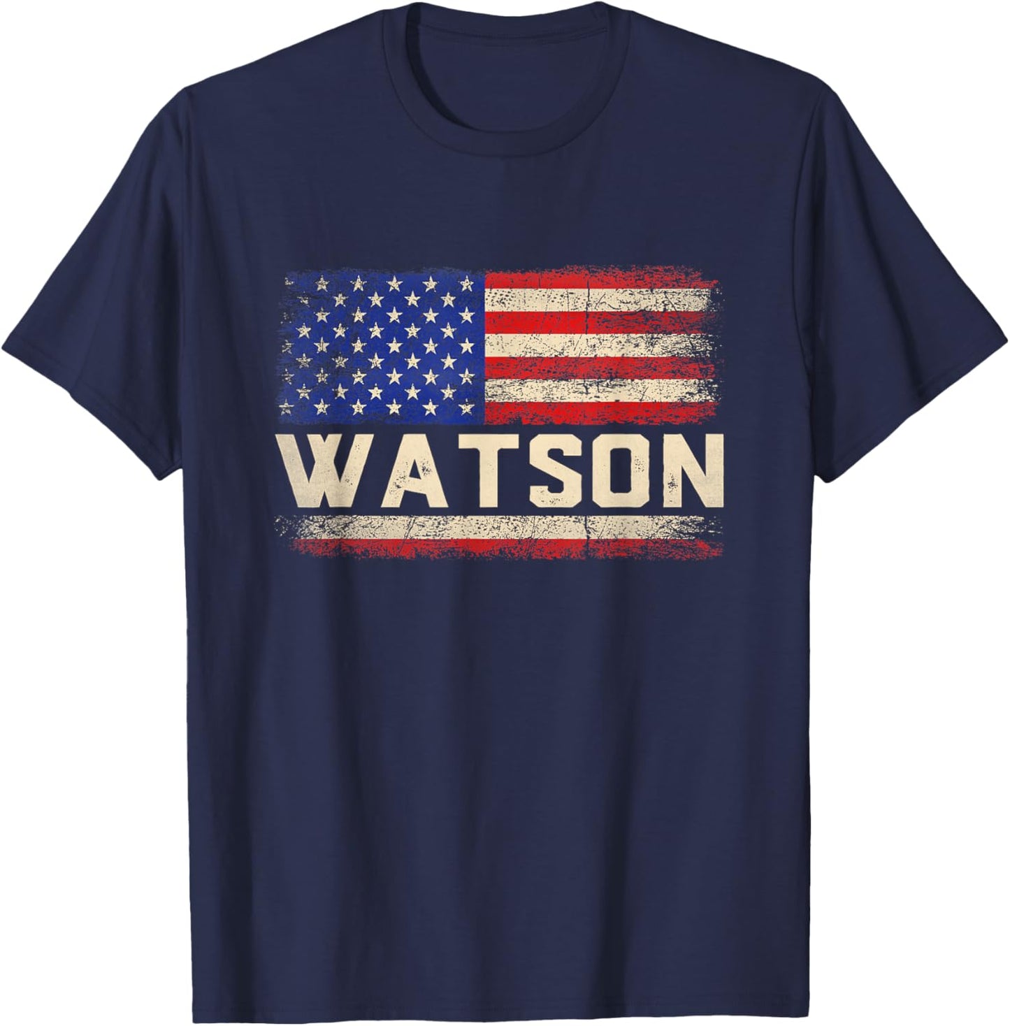 Watson Last Name Shirt Watson Name American Flag T-Shirt - T-Shirt | Navy