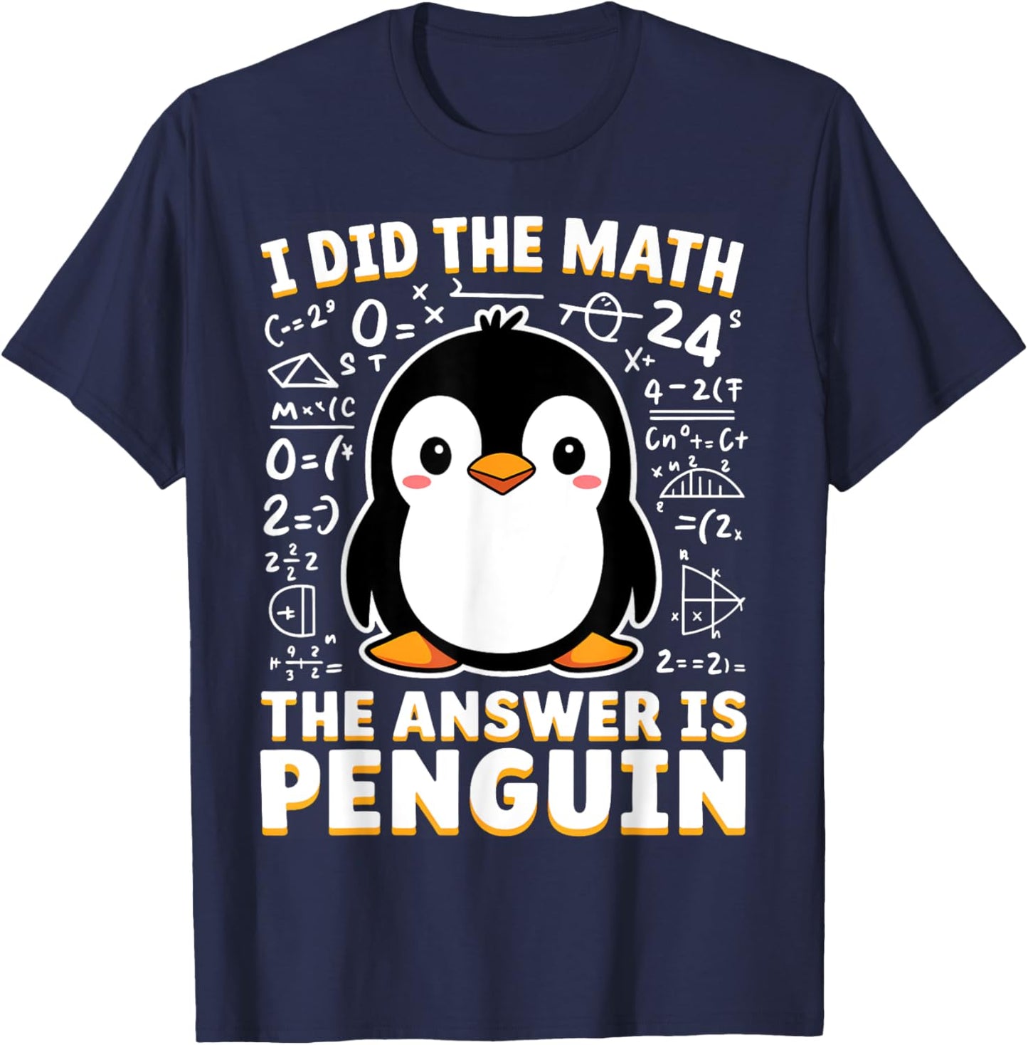 Math and Penguin Funny Gifts Women Kid Penguin Lover T-Shirt - T-Shirt | Navy