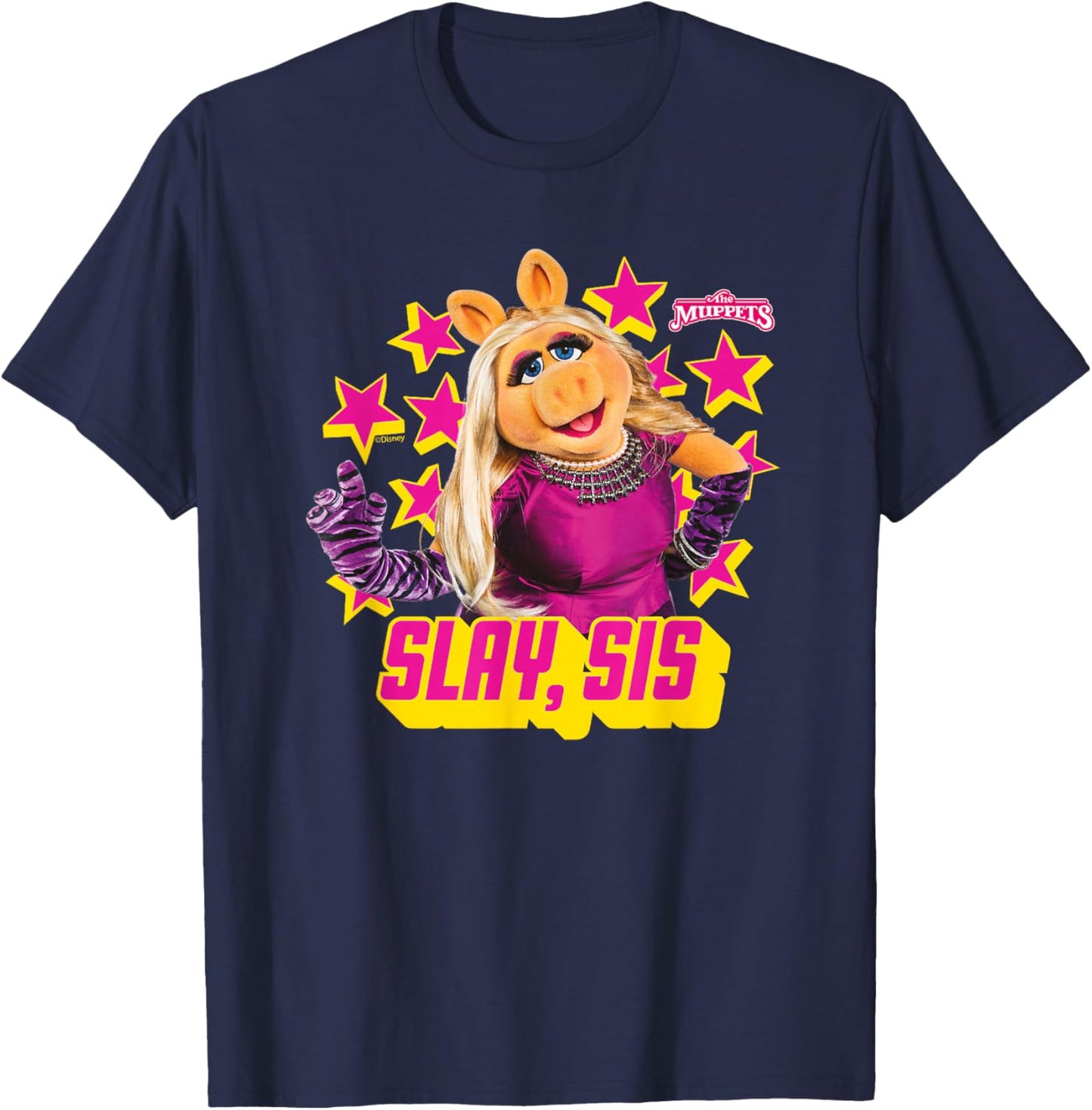 Disney The Muppets Miss Piggy Slay Sis Star T-Shirt - T-Shirt | Navy