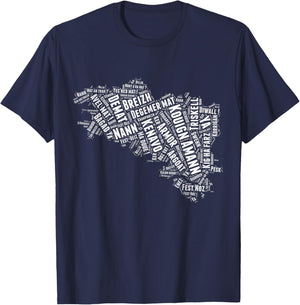 Breton Map of Brittany with Breton Words Breizh T-Shirt - T-Shirt | Navy