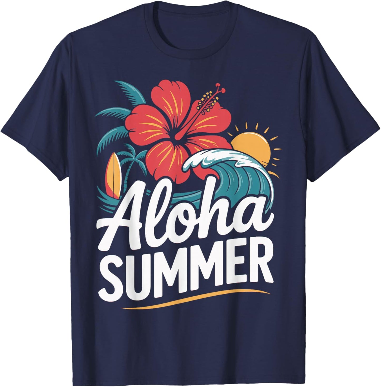 Aloha Summer Hawaiian Teacher Last Day of School Beach Lover T-Shirt - T-Shirt | Navy