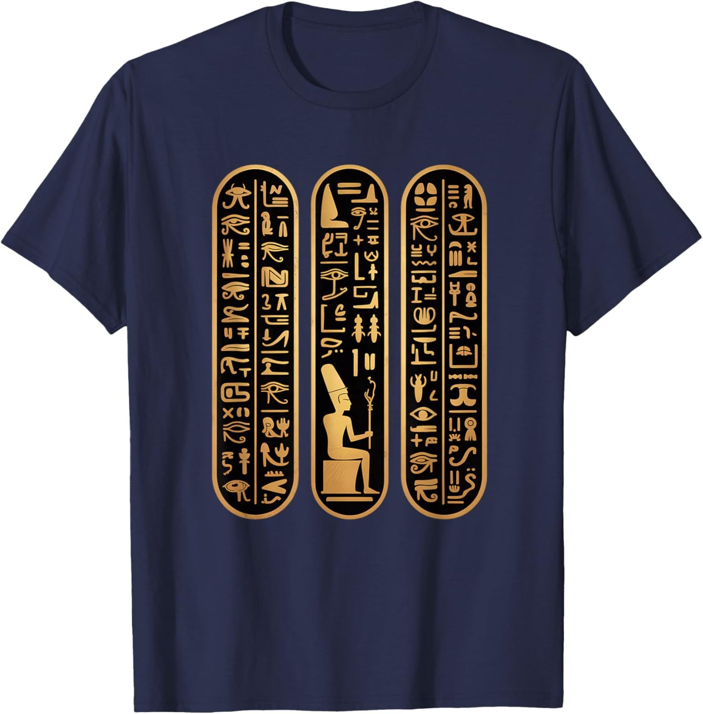 Egyptian Hieroglyphics I Egyptian Gods Archeology T-Shirt - T-Shirt | Navy