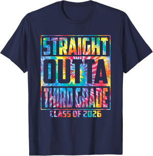Straight Outta Third Grade Class 2026 Graduation 3rd Grade T-Shirt - T-Shirt | Navy