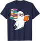 Ghost Reading Books Halloween Library T-Shirt - T-Shirt | Navy