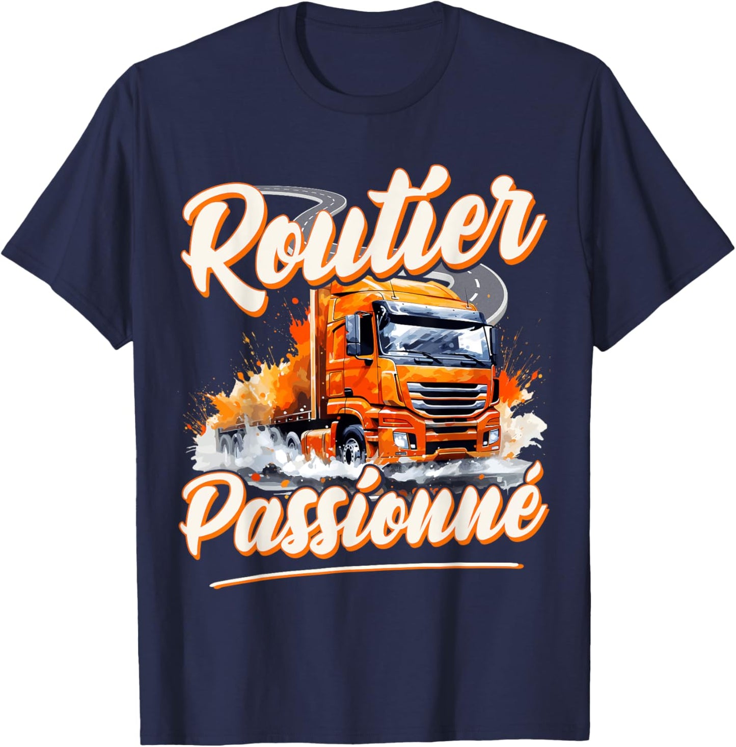 Road Truck Gift Man Driver Heavyweight Passionate , Black, S T-Shirt - T-Shirt | Navy
