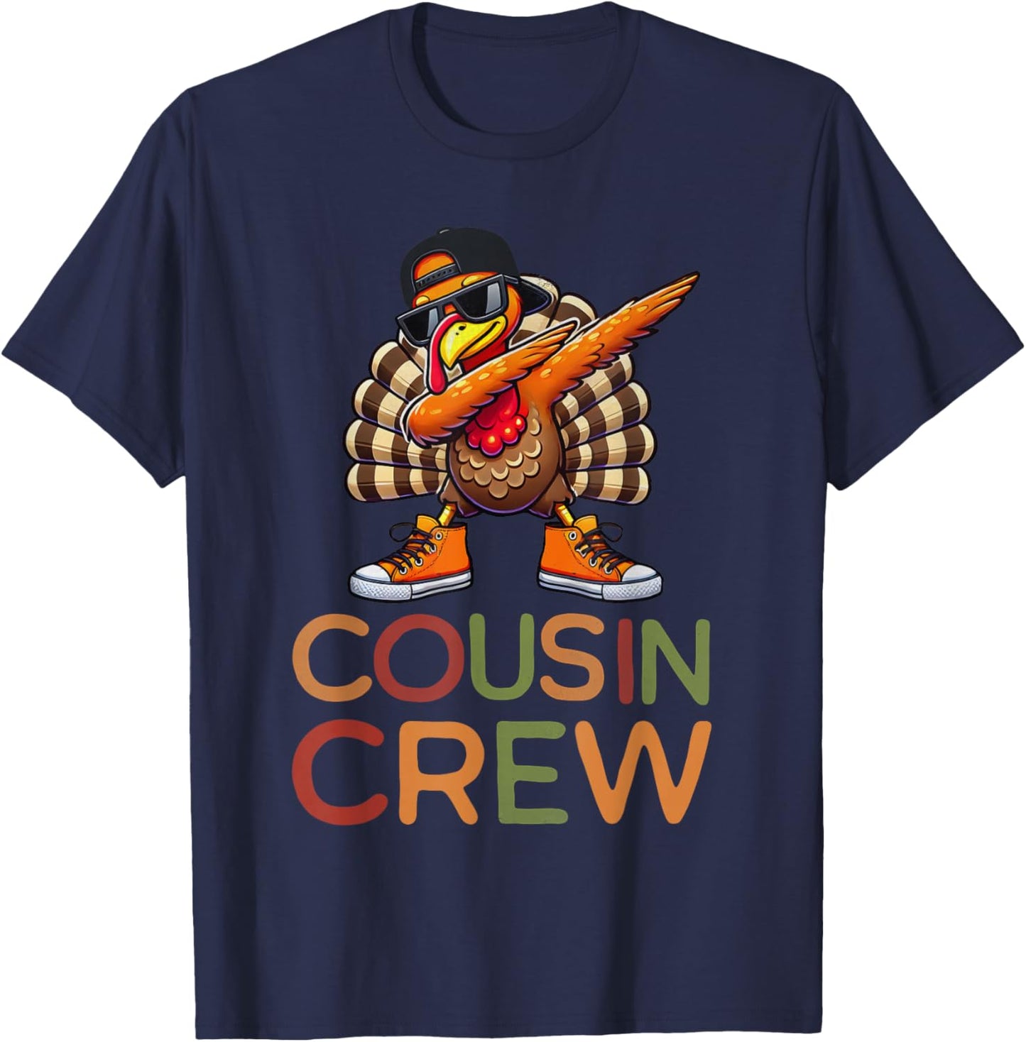 Thanksgiving Cousin Crew Matching Kids Dabbing Turkey Boys T-Shirt - T-Shirt | Navy