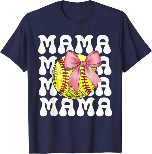 Women Softball Mama T-Shirt - T-Shirt | Navy