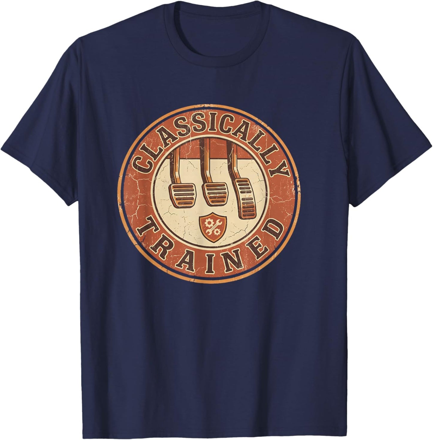 Classically Trained Manual Car Pedals Funny Stick Shift T-Shirt - T-Shirt | Navy