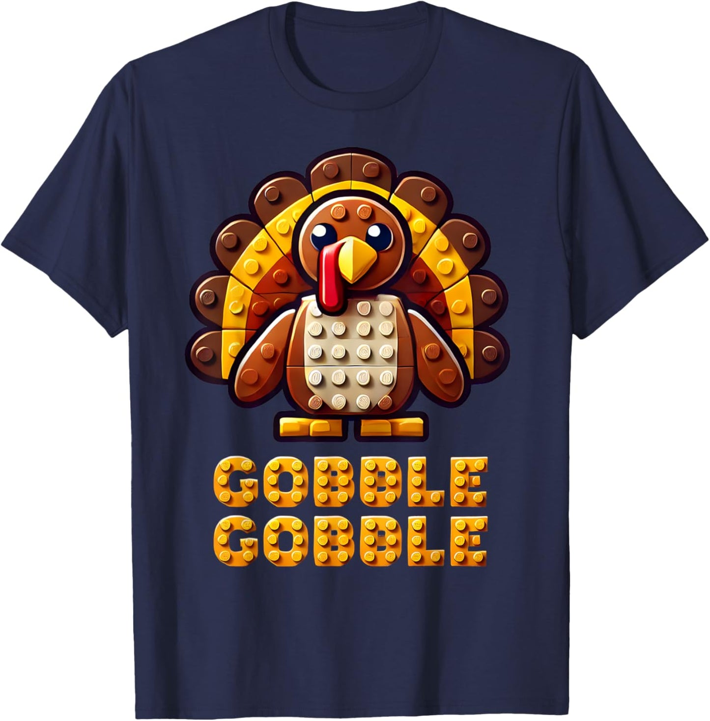 Play Building Blocks Turkey Thanksgiving Builder Boys Kids T-Shirt - T-Shirt | Navy