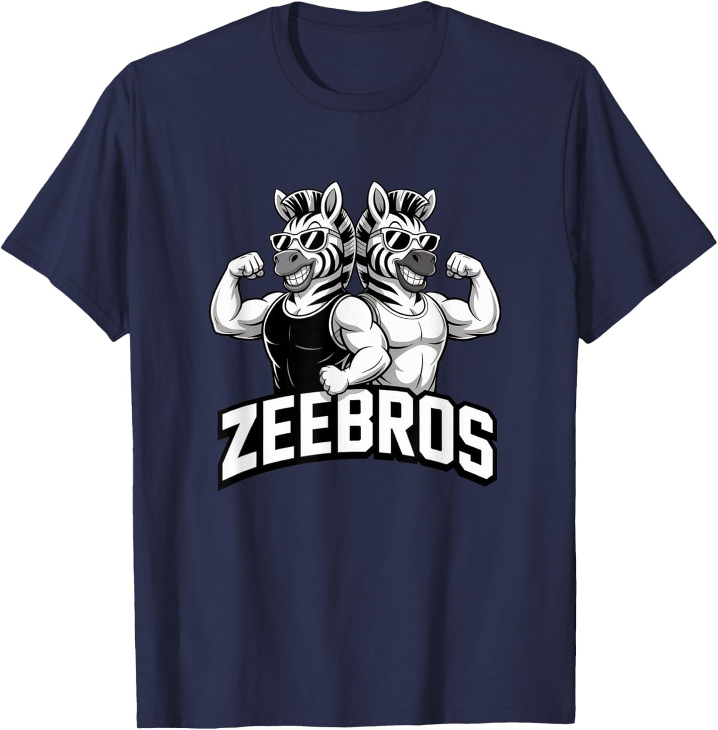 Zeebros Cute Zebra Duo Design for Zebros Lovers T-Shirt - T-Shirt | Navy