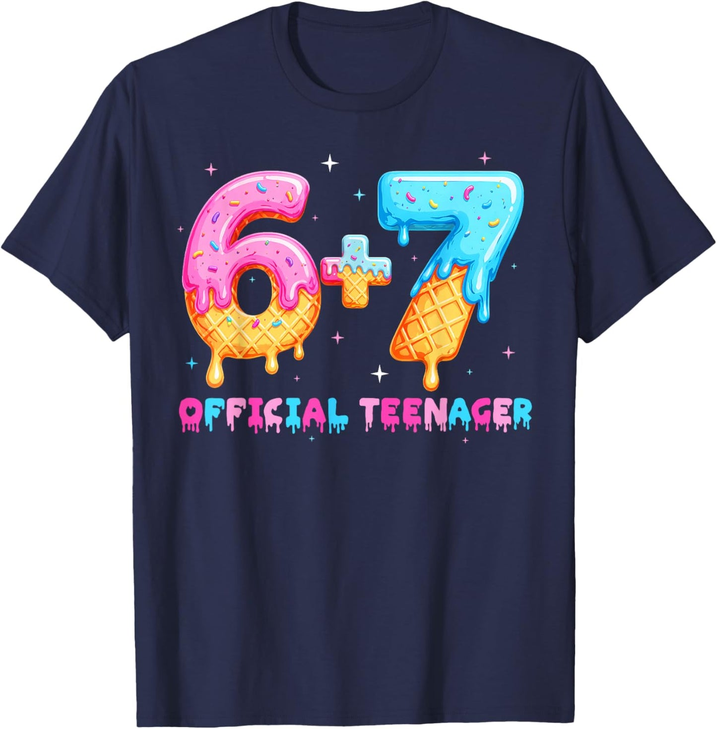 13th Birthday Official Teenager Six Seven Cream 67 Dripping T-Shirt - T-Shirt | Navy