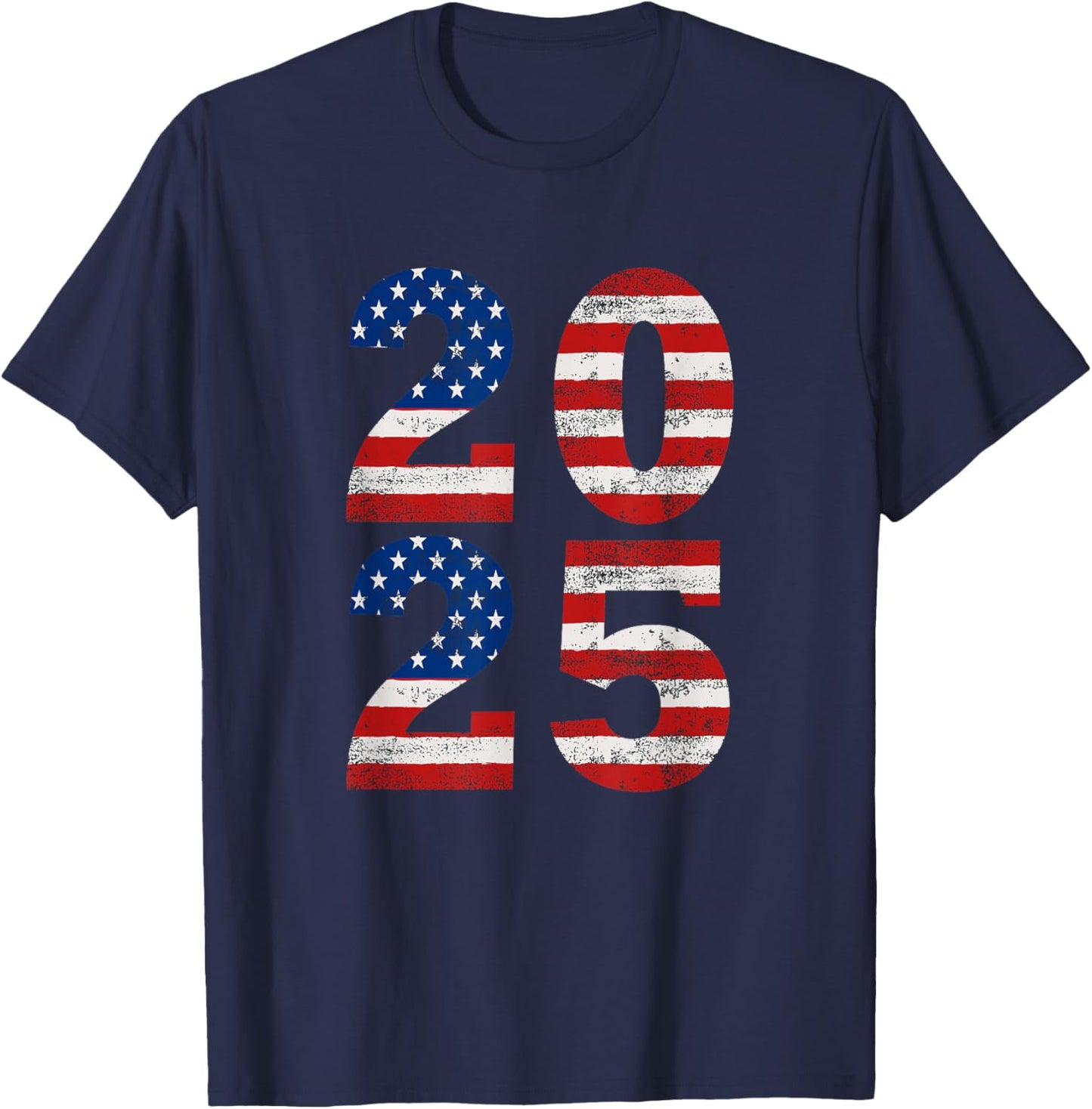 Classic Vintage 2025 American Flag 20 25 T-Shirt - T-Shirt | Navy