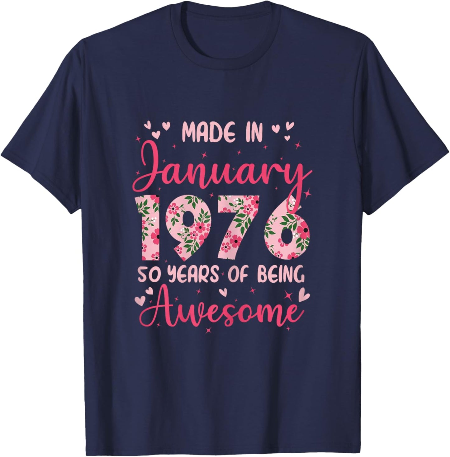 January 1976 Cool 50th Birthday Gift T-Shirt - T-Shirt | Navy