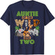 2nd Birthday Zoo Safari Jungle Auntie Of The Wild and Two T-Shirt - T-Shirt | Navy
