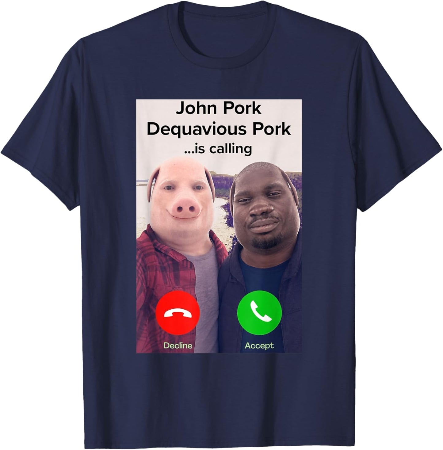 John Pork Dequavious Pork is Calling T-Shirt - T-Shirt | Navy