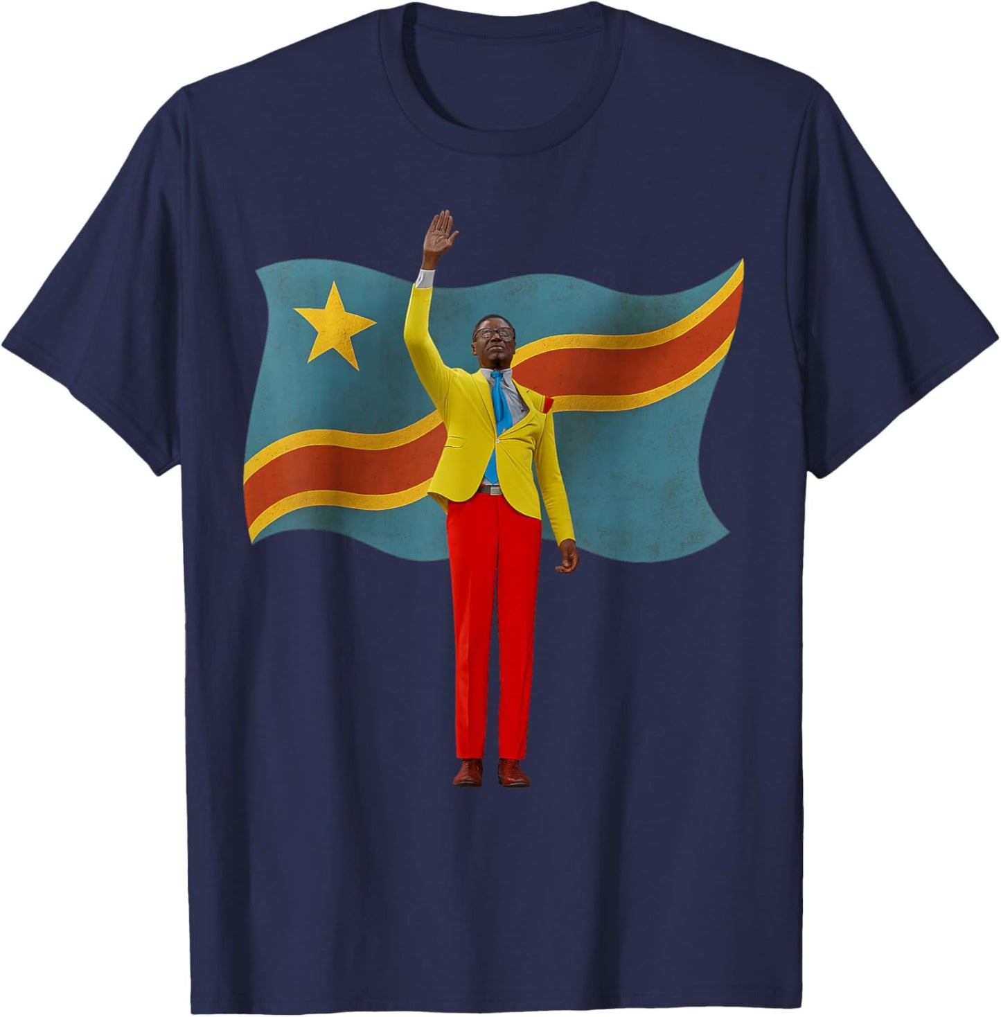 Lumumba - Congo Fan Design - Tribute to the Raised Hand T-Shirt - T-Shirt | Navy