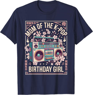 Mom of the K-Pop Birthday Girl Kpop Party Korean Pop Music T-Shirt - T-Shirt | Navy