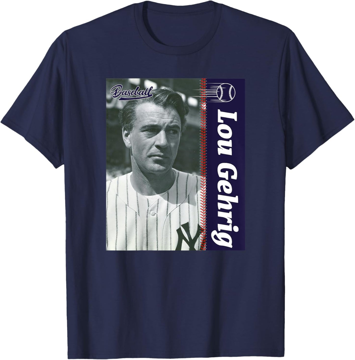 Lou Gehrig_Baseball_Back Printed T-Shirt - T-Shirt | Navy