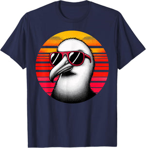 Albatross Bird Sunglasses Sunset Retro Style Vintage 70s T-Shirt - T-Shirt | Navy