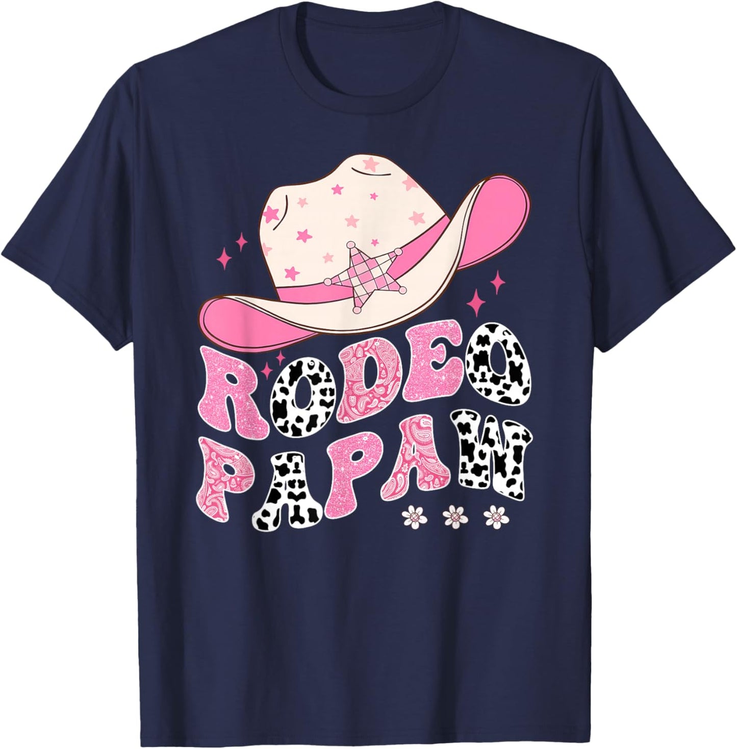Rodeo Papaw Pink CowGirl 1St Birthday Family Matching T-Shirt - T-Shirt | Navy