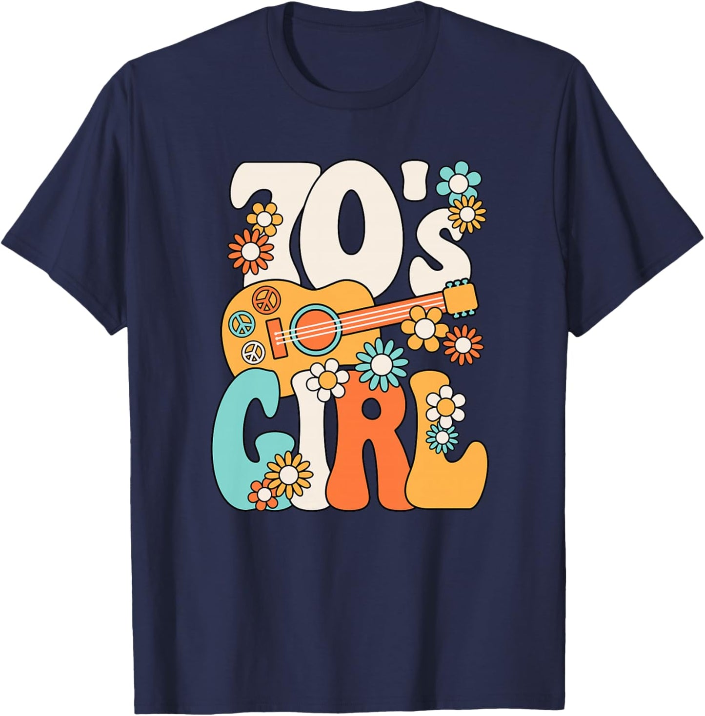 Jolie Tenue Hippie rétro années 70 pour Femmes et Filles Haut de Gamme T-Shirt - T-Shirt | Navy