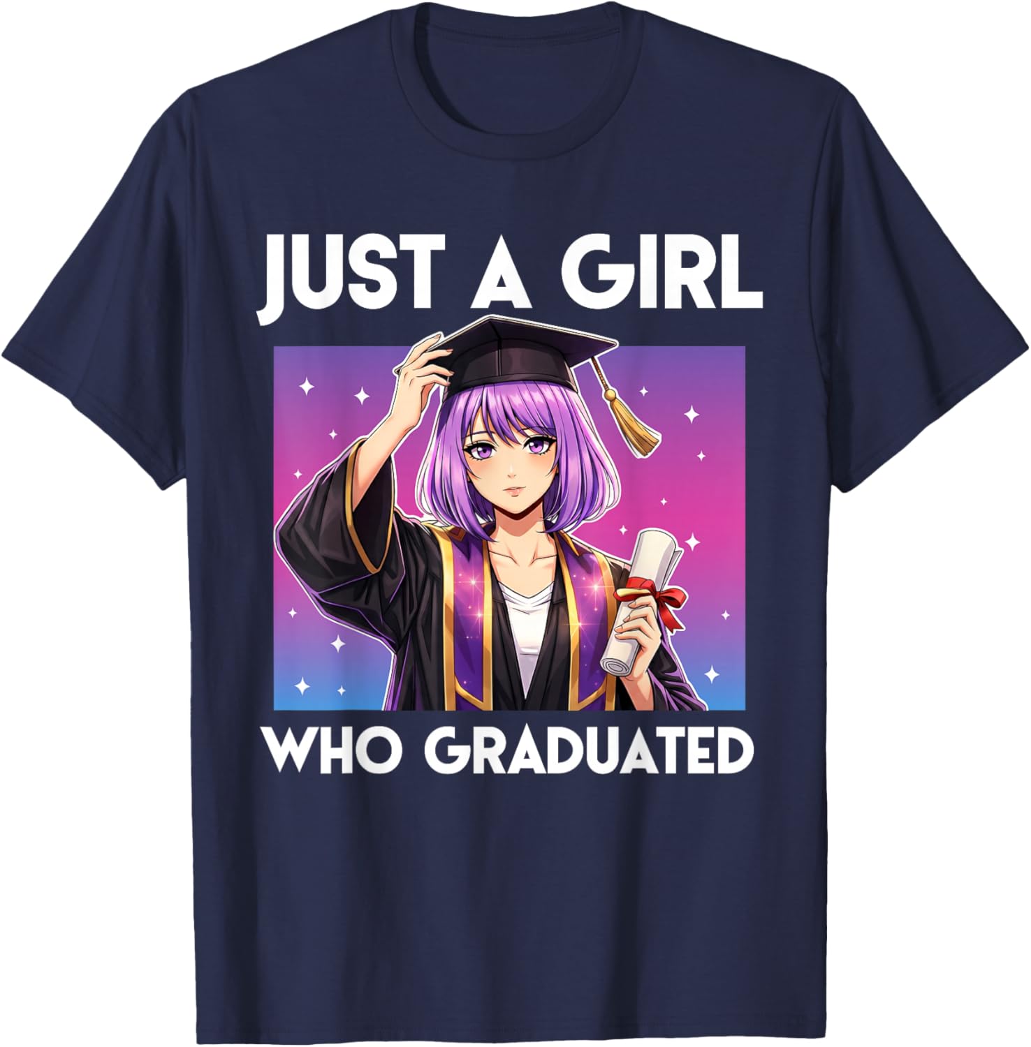 Just A Girl Who Graduated Class of 2026 Senior Grad Anime T-Shirt - T-Shirt | Navy