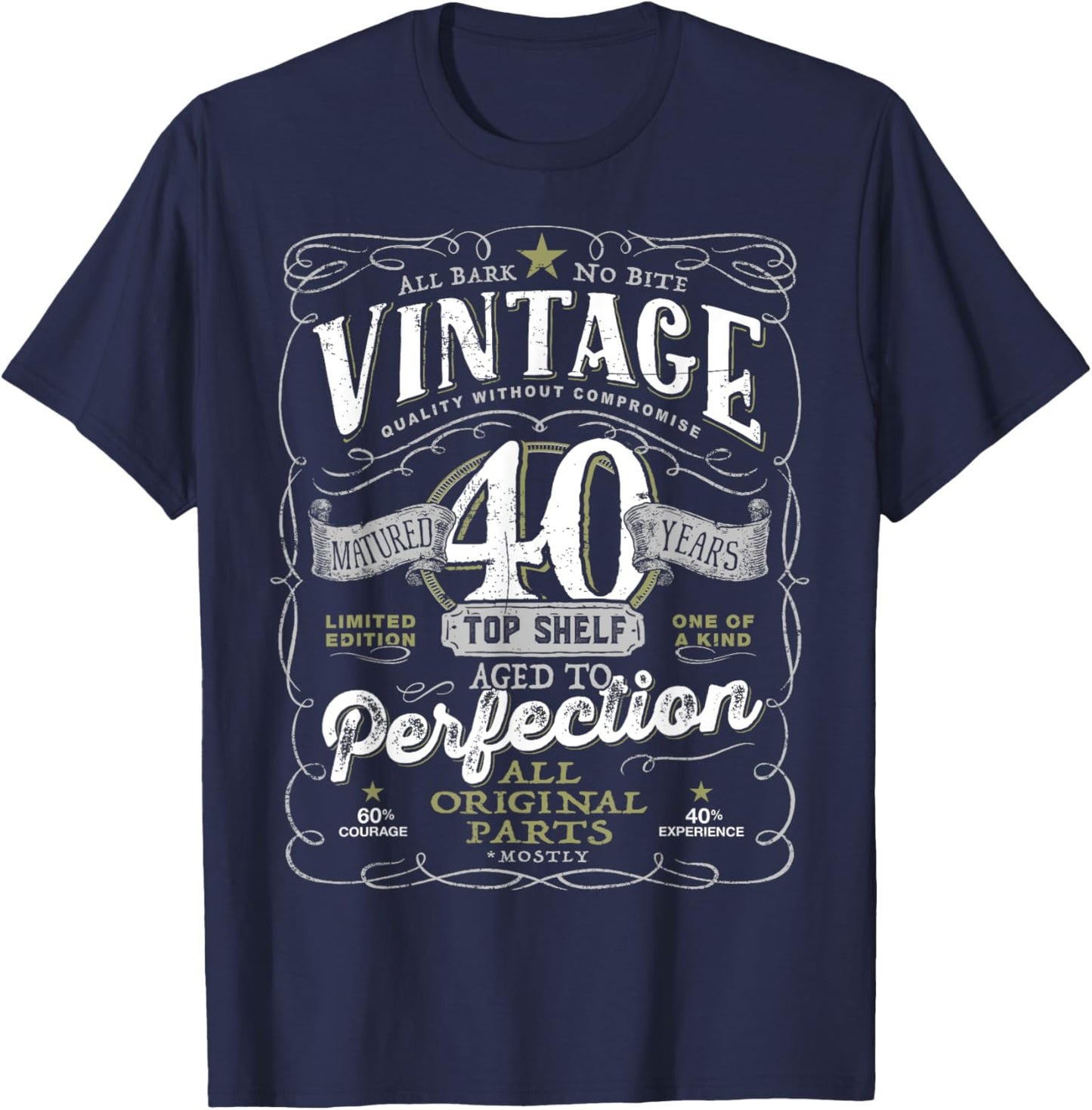 40th Birthday Top , Vintage Aged Top Shelf Born 1985 T-Shirt - T-Shirt | Navy