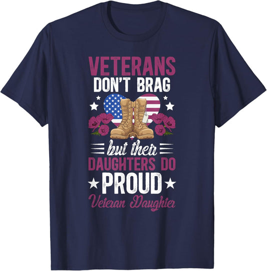 Proud Veteran Daughter of A Veteran T-Shirt - T-Shirt | Navy