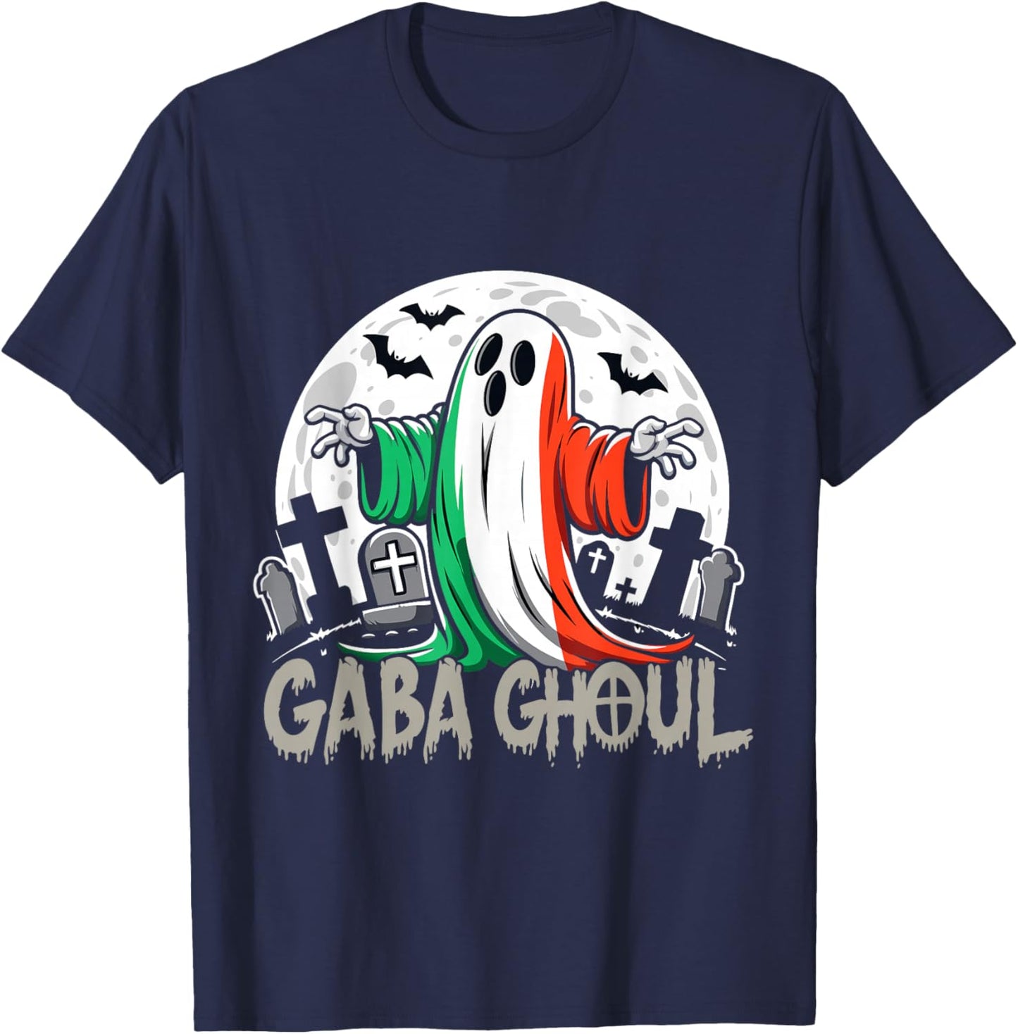 Funny Gaba Ghoul Italian Ghost Graveyard Full moon Gabagool T-Shirt - T-Shirt | Navy