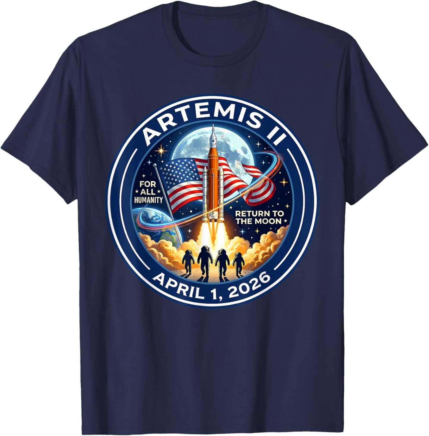 Artemis II 2026 Rocket Launch Mission to The Moon Artemis 2 T-Shirt - T-Shirt | Navy